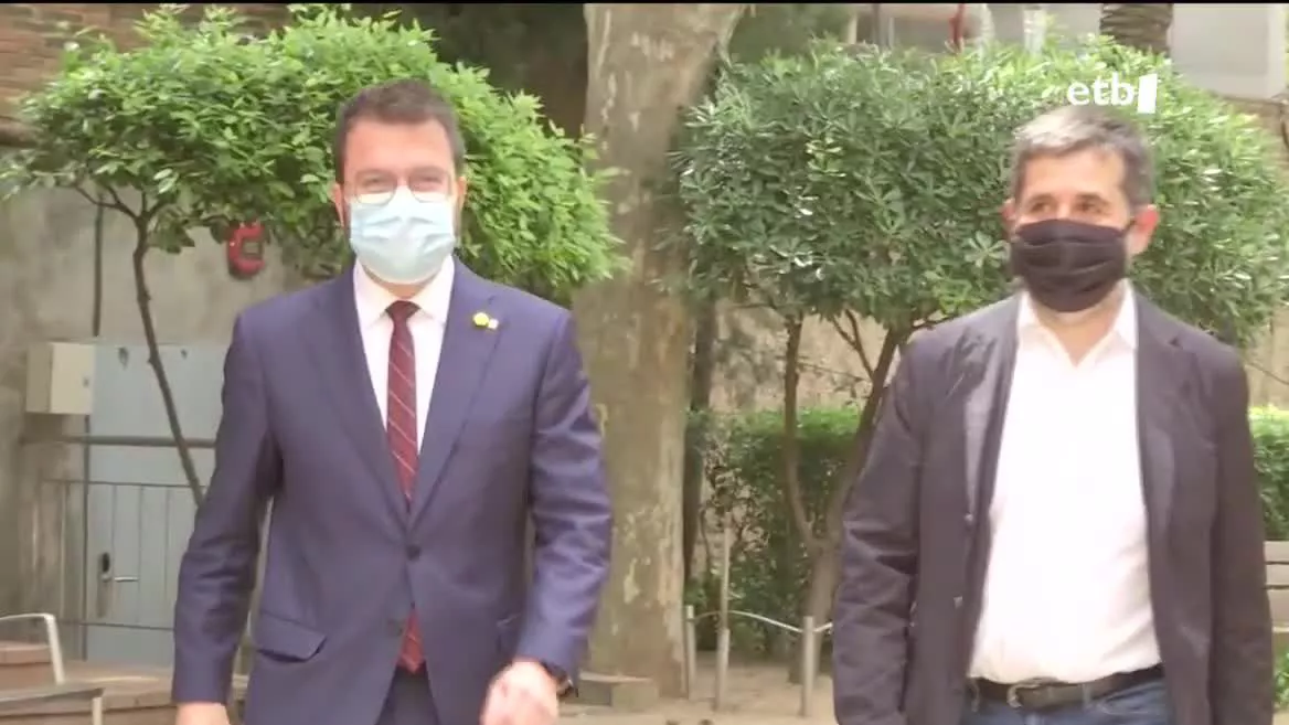 Pere Aragones eta Jordi Sanchez. Agentzietako bideo batetik ateratako irudia.