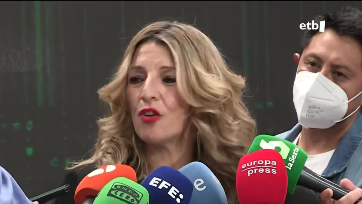 Yolanda Diaz. Agentzietako bideo batetik ateratako irudia.