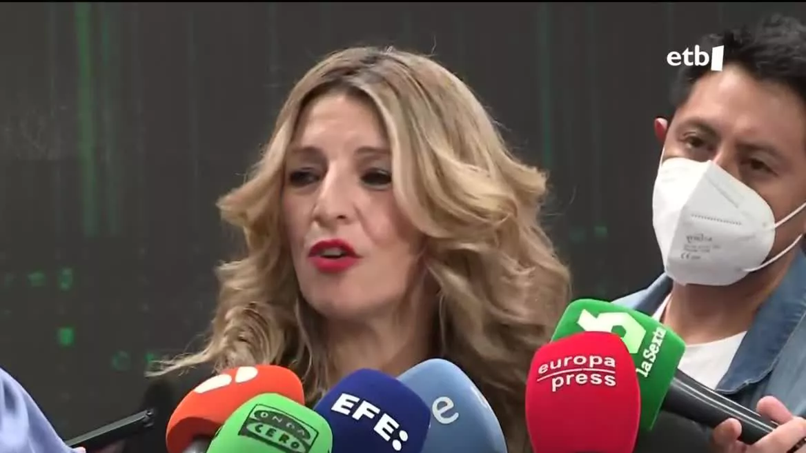 Yolanda Diaz. Agentzietako bideo batetik ateratako irudia.
