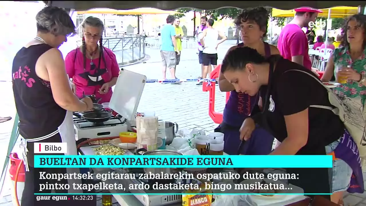 Pintxo txapelketa, ardo dastaketa, bingo musikatua .... konpartsak egitarau zabalarekin ari dira gaurko eguna ospatzen. Bilboko Aste Nagusirako atzera kontaketa abian da.