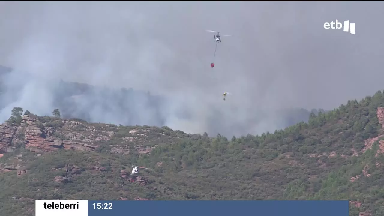 El incendio de Bejís. Una foto sacada de un vídeo de EITB Media.