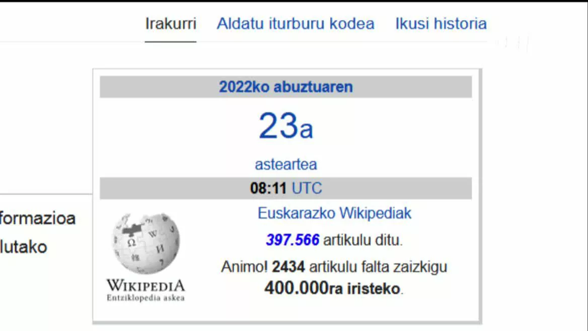 Euskal wikipedia. EITB Mediaren bideo batetik ateratako irudia.