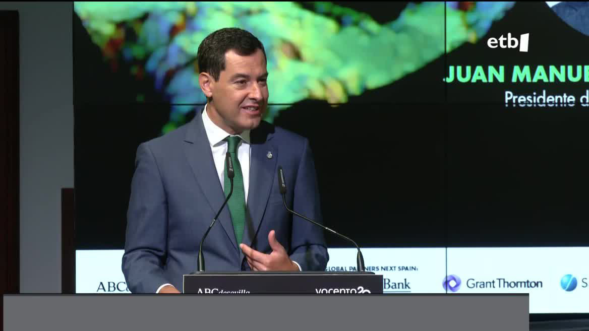 Juanma Moreno Bonilla. Agentzietako bideo batetik ateratako irudia.
