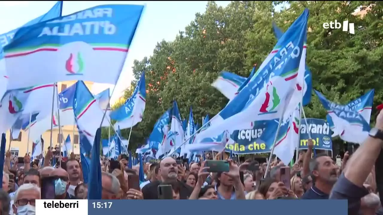 Campaña de Meloni. Una foto obtenida de un vídeo de EITB Media.