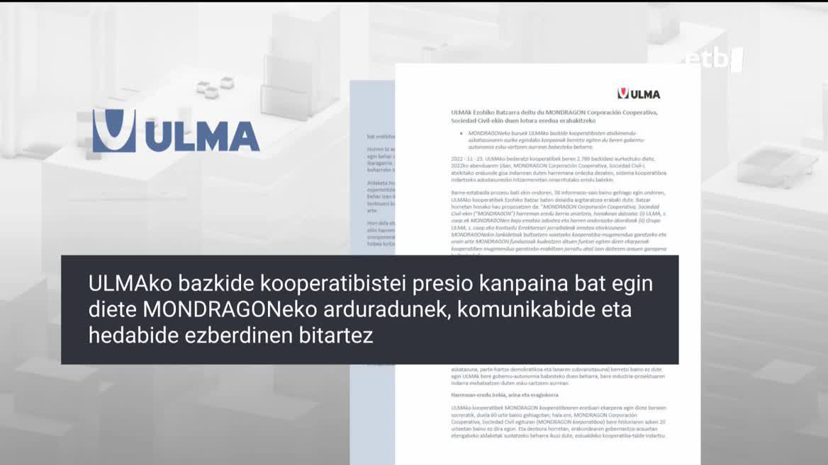 Ulmak gogor jo du Mondragon Taldearen aurka, eta ezohiko batzarra deitu du abenduaren 16rako, korporaziotik atera edo ez erabakitzeko.