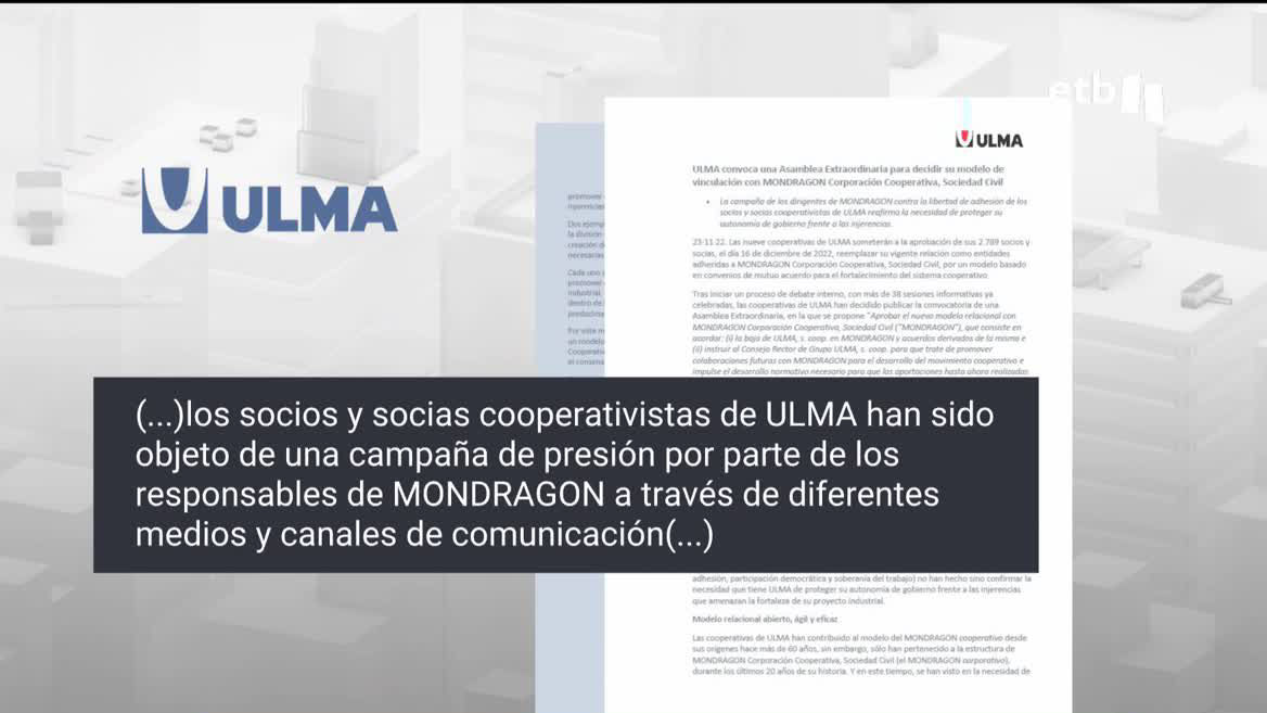 El grupo Ulma ha acusado a Mondragon de "injerencia" y ha convocado un congreso extraordinario para el 16 de diciembre para votar su salida de la corporación.