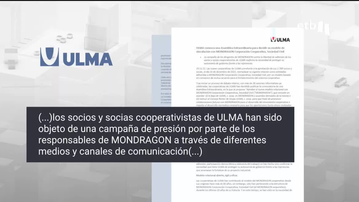 El grupo Ulma ha acusado a Mondragon de "injerencia" y ha convocado un congreso extraordinario para el 16 de diciembre para votar su salida de la corporación.