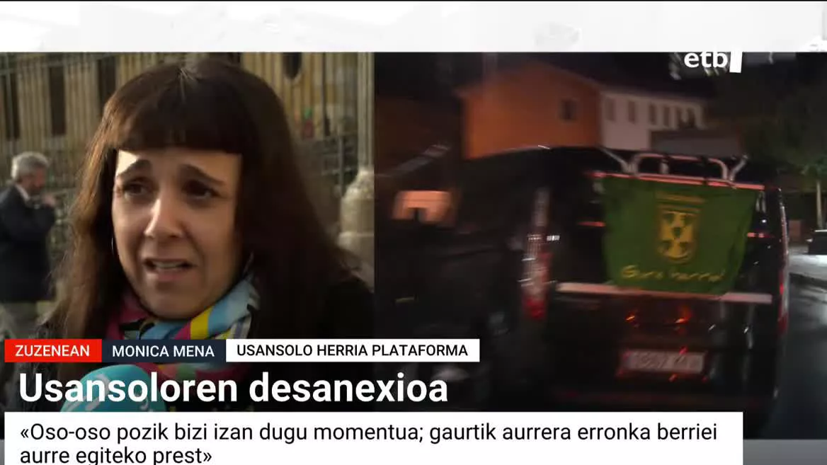 "Honek ez du atzera-bueltarik", adierazi du Usansolo Herria Plataformako kide Monica Menak, 'Egun on Euskadi' saioan. Oso pozik azaldu da, Gernikan egindako elkarrizketan, desanexioa gauzatuta.