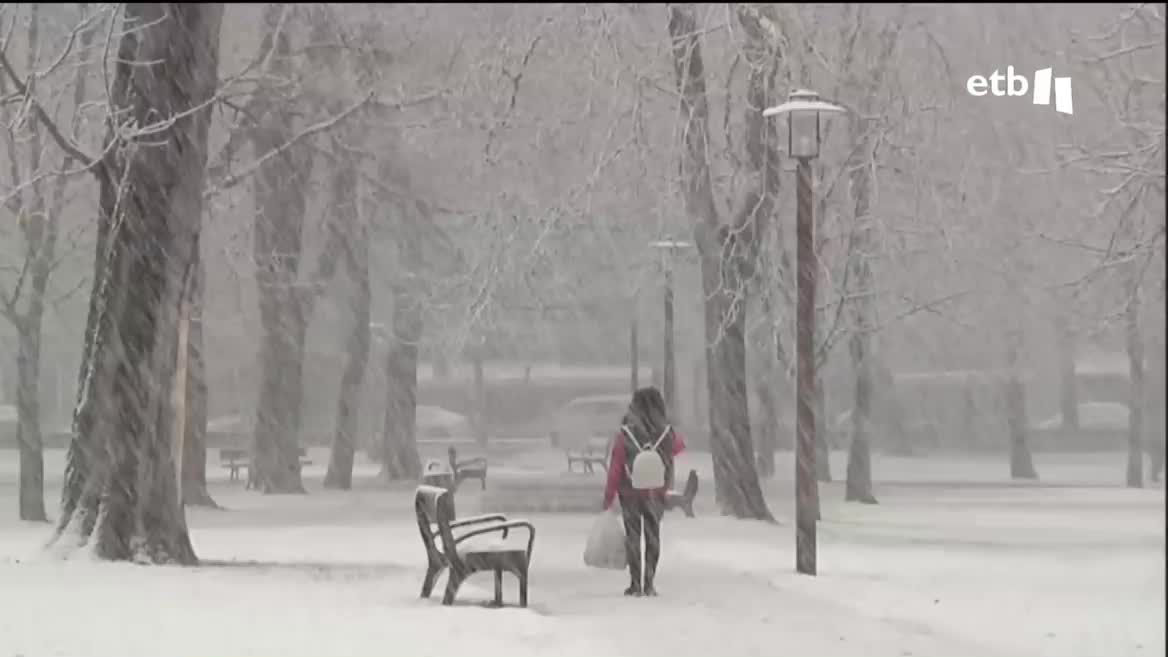 Vitoria-Gasteiz ha amanecido bajo un manto blanco, aunque la nieve no ha causado de momento grandes incidencias. En otros puntos del territorio sí se están dando más dificultades.