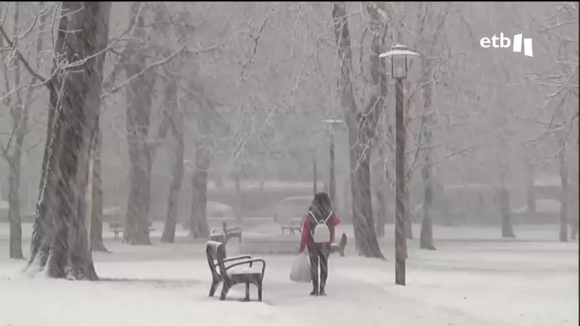 Vitoria-Gasteiz ha amanecido bajo un manto blanco, aunque la nieve no ha causado de momento grandes incidencias. En otros puntos del territorio sí se están dando más dificultades.