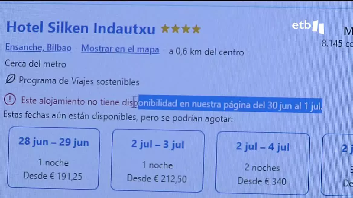 Se han encarecido notablemente los precios de hoteles y alquiler de casas del 30 de junio al 1 de julio en Bilbao por la etapa del Tour. El alcalde ha pedido responsabilidad porque el objetivo es que los turistas vuelvan.
