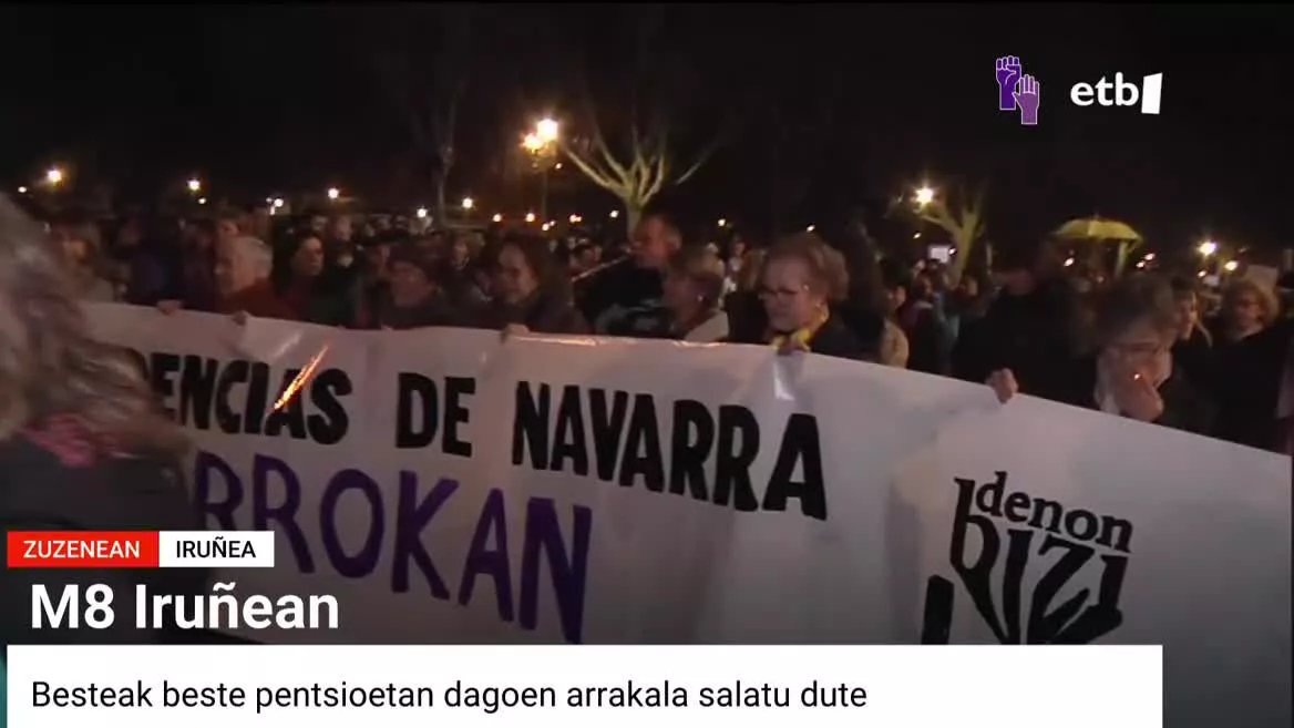 Berdintasunaren aldeko alderriek aurten ere bete dituzte Iruñeko kaleak, M8ko manifestazioetan.