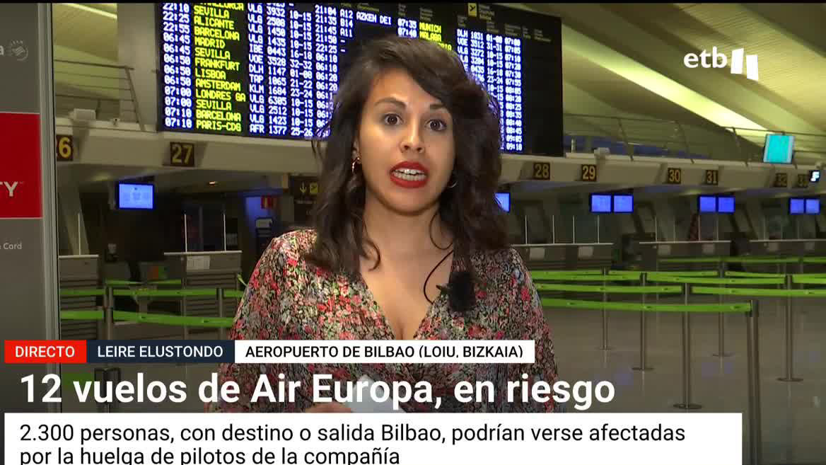 La huelga convocada por el Sindicato Español de Pilotos de Líneas Aéreas (SEPLA) para exigir mejores condiciones laborales para los pilotos de Air Europa, comenzará mañana, con el primero de mayo, y afectará a nuestros aeropuertos. Esta huelga podría afectar a 2.280 pasajeros en Loiu.