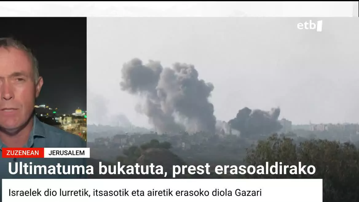 EITBren Jerrusalemgo korrespontsalak azaldu duenez, Benjamin Netanhau Israelgo lehen ministroak zabaldu du Armada prest dagoela Gazaren kontrako erasoaldi handia abiatzeko.