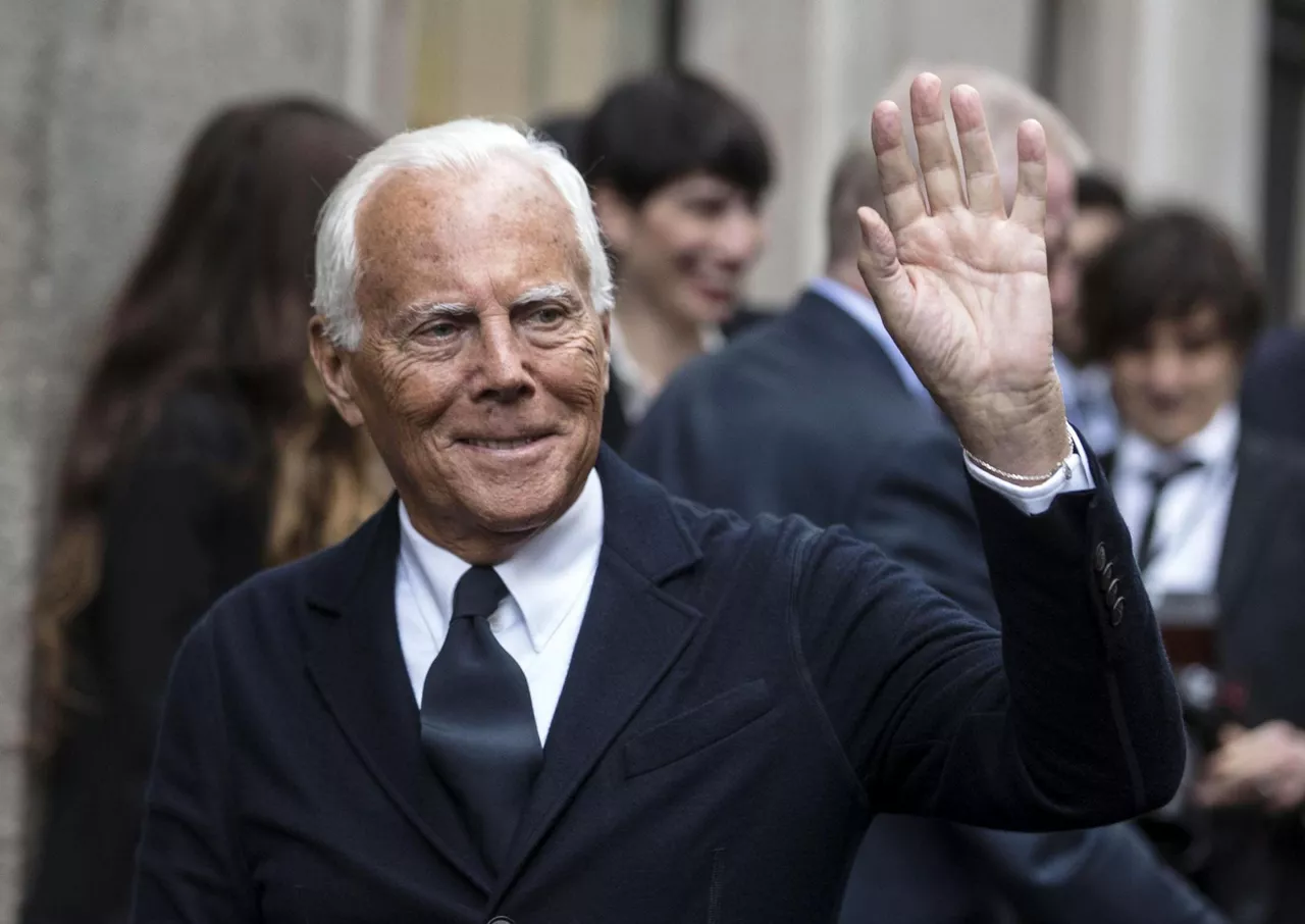 MILAN (Italy), 04/09/2025.- (FILE) - Italian designer Giorgio Armani arrives for a party for the reopening of his boutique in Montenapoleone street on the occasion of the 40th anniversary of the brand Armani, in Milan, Italy, 29 April 2015 (reissued 04 September 2025). Armani has died at the age 91, his company confirmed on 04 September 2025. (Italia) EFE/EPA/MASSIMO PERCOSSI
