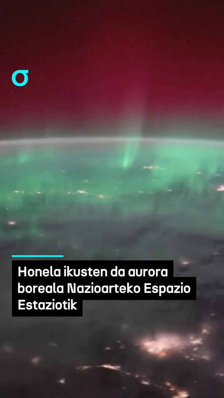 Honela ikusten da aurora boreala Nazioarteko Espazio Estaziotik