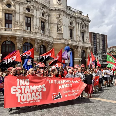 Concentración en Bilbao en apoyo a 'Las 6 de La Suiza'



REMITIDA / HANDOUT por CNT SIDIKATUA

Fotografía remitida a medios de comunicación exclusivamente para ilustrar la noticia a la que hace referencia la imagen, y citando la procedencia de la imagen en la firma

19/7/2025