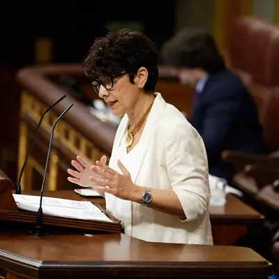 MADRID, 09/07/2025.- La portavoz del PNV, Maribel Vaquero, interviene durante el pleno en el Congreso de los Diputados, este miércoles. EFE/ Mariscal
