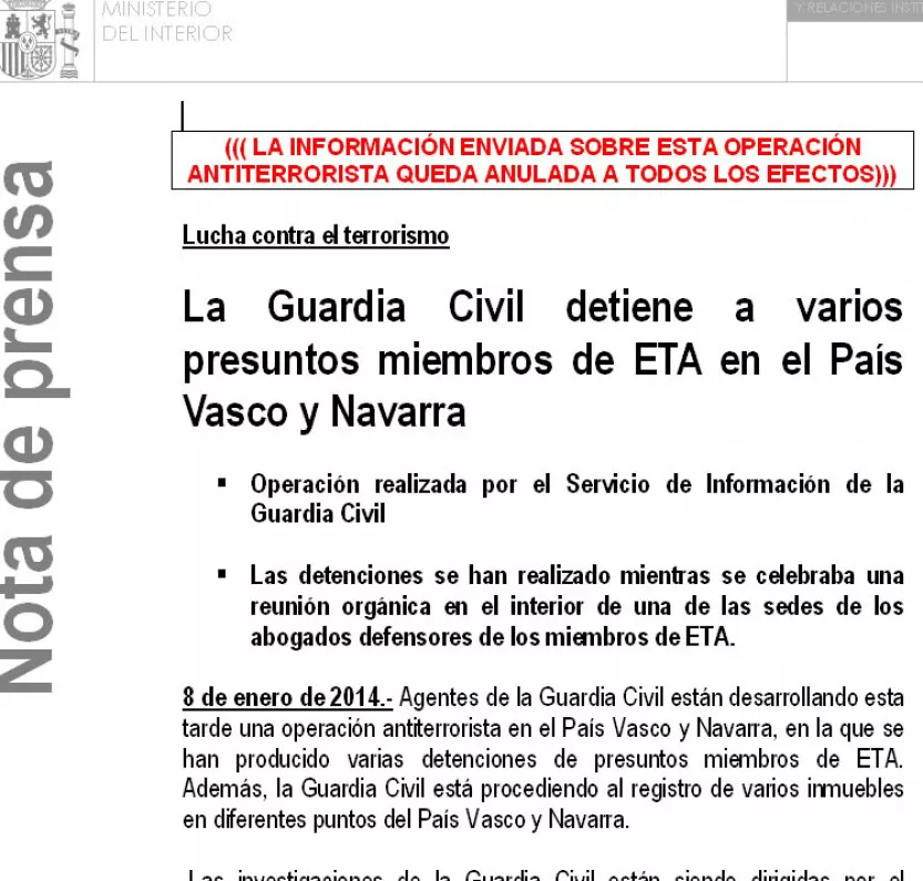 Nota Ministerio del Interior