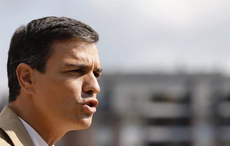 Pedro Sanchez, PSE-EEk Portugaleten egindako hauteskunde-ekitaldian. Argazkia: EFE.