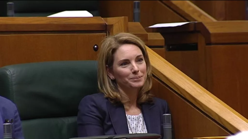 Arantza Quiroga ha respondido a las preguntas de los periodistas a su llegada al Parlamento. EiTB