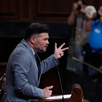 MADRID, 09/07/2025.- El portavoz de ERC, Gabriel Rufián interviene durante el pleno del Congreso de los Diputados este miércoles. EFE/ Javier Lizón
