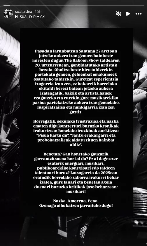 Suaren Instagrameko storiea