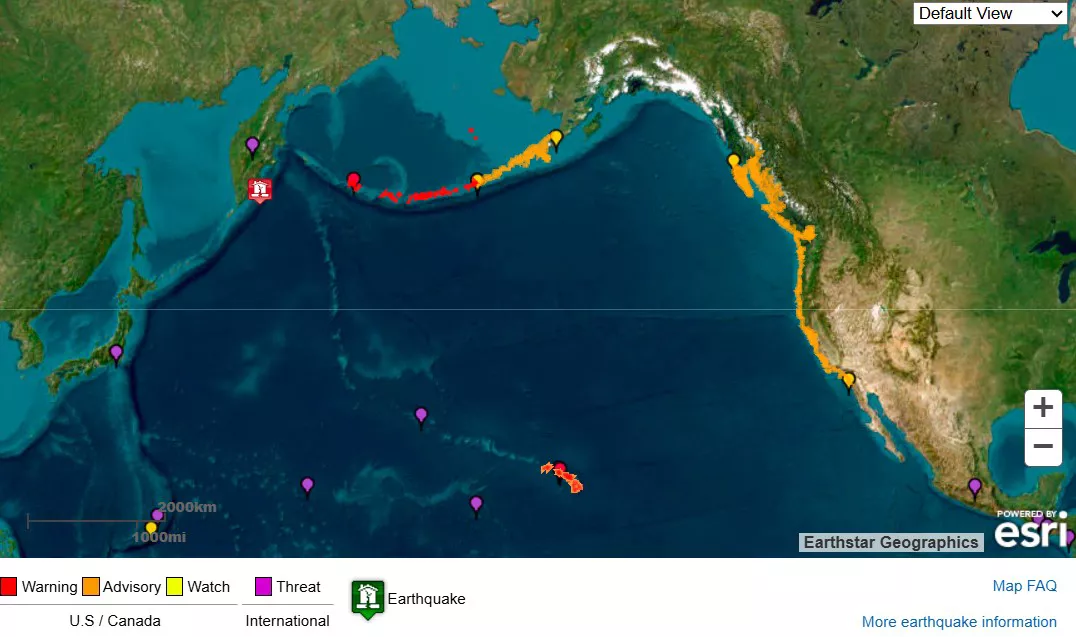 terremoto rusia pacífico mapa tsunami lurrikara 