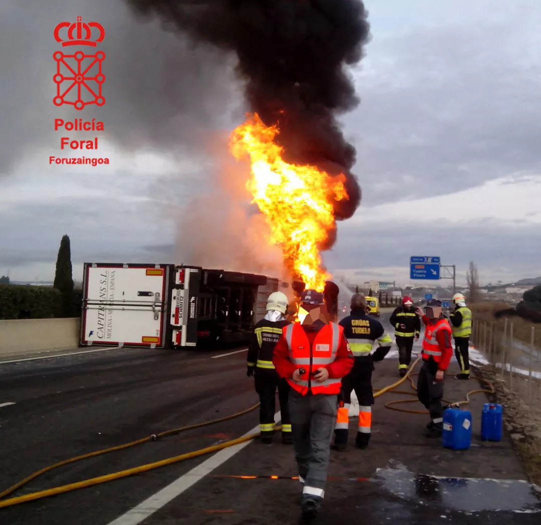 Accidente en Tudela. Foto: Policía Foral
