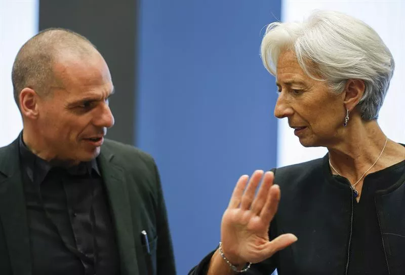 El ministro griego de Finanzas, Yanis Varufakis, y Christine Lagarde (FMI). EFE