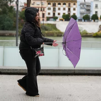 Sevillanos protegiéndose de la lluvia y el viento, protagonistas de la jornada de hoy con avisos naranja y amarillo en gran parte de Andalucía. A 13 de noviembre de 2025, en Sevilla (Andalucía, España). Andalucía vuelve a estar bajo la influencia de intensas lluvias, con avisos de nivel naranja y amarillo activos para este jueves en gran parte de la comunidad autónoma. El aviso naranja por lluvias se encuentra en el Litoral, Andévalo y Condado (Huelva), a partir de las 12.00 horas y hasta la media noche del día 14, mientras que el aviso amarillo por lluvias y tormentas se declara en Huelva, en Sevilla, Cádiz y Córdoba.



María José López / Europa Press

13/11/2025