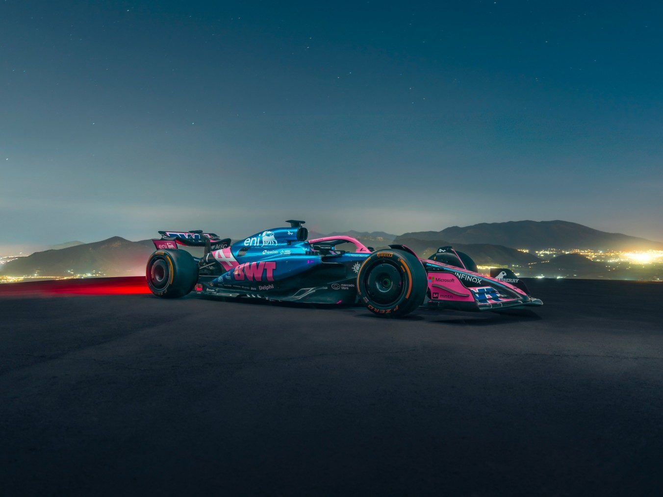 BWT Alpine Formula One Team's A525 car with the Eni logo.