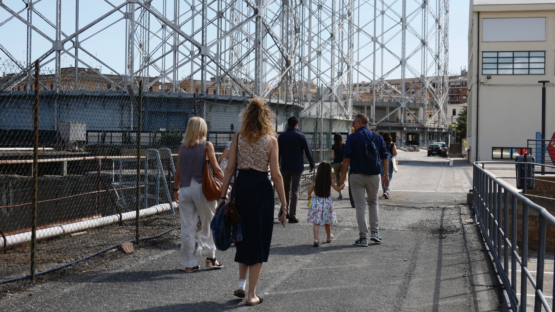 Visitors at the Gazometro in Rome