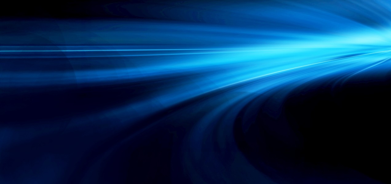 Abstract blue light trail on a dark background, with curved lines and gradients creating a sense of motion and speed.