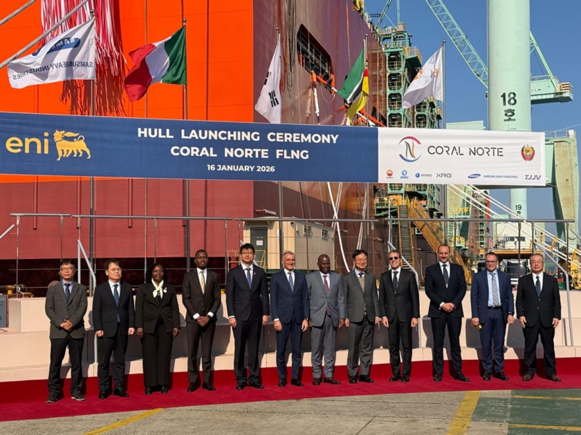 Coral North FLNG hull launching ceremony