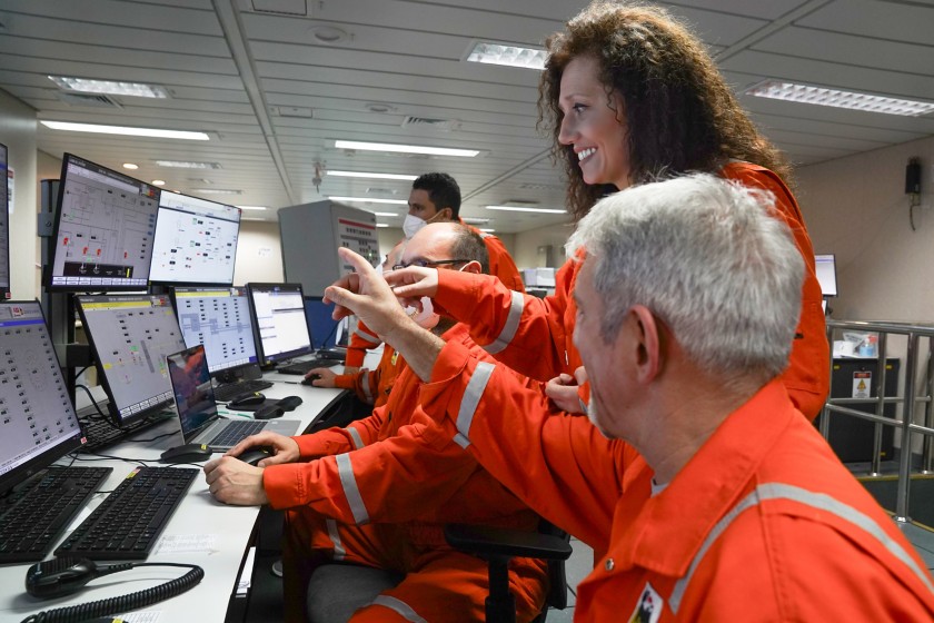 Team on board in the control room