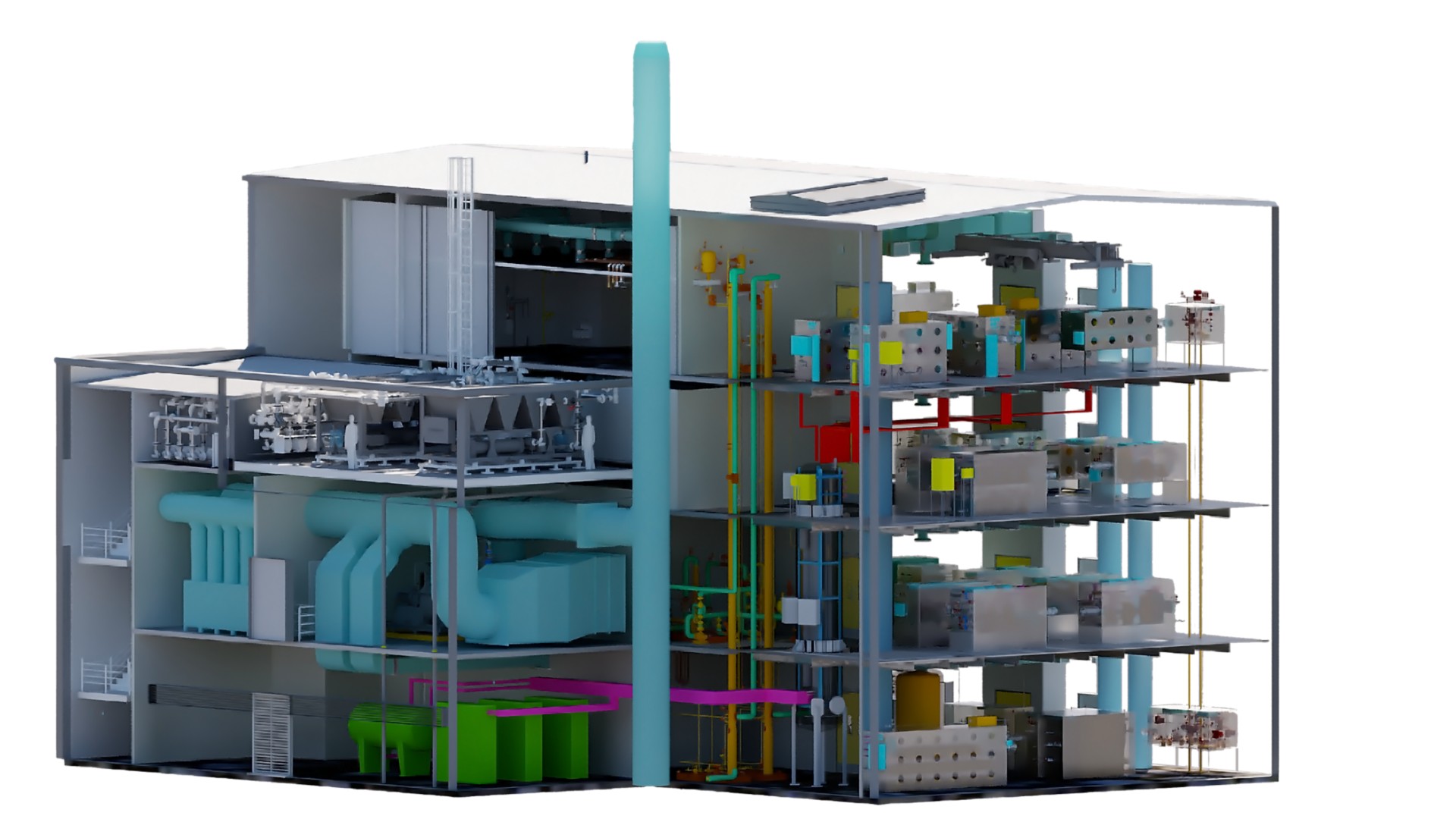 graphic representation of the H3AT Tritium Loop Facility inside the building