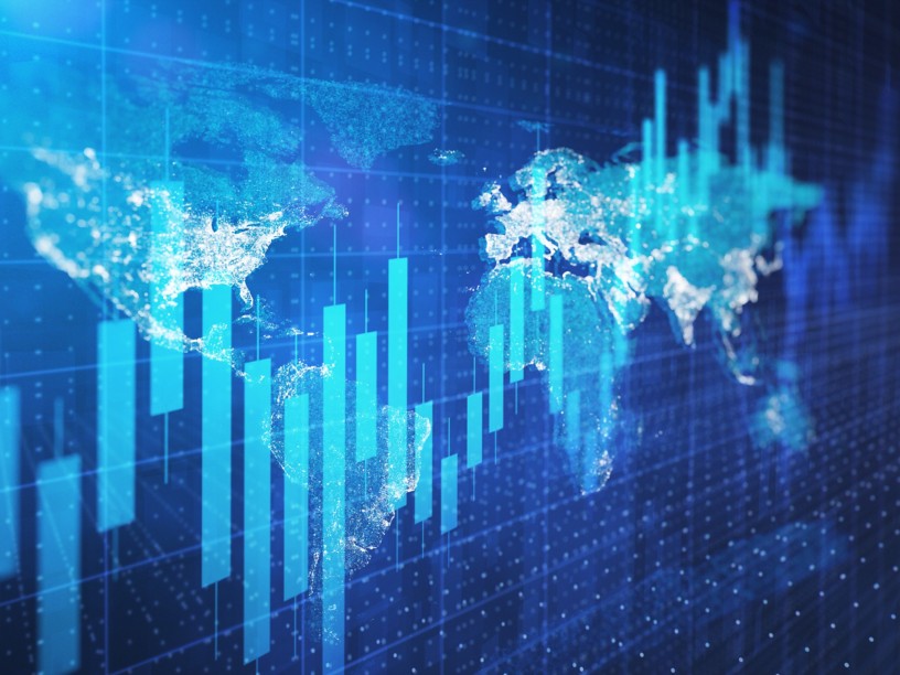 Graph of shareholder data on global map