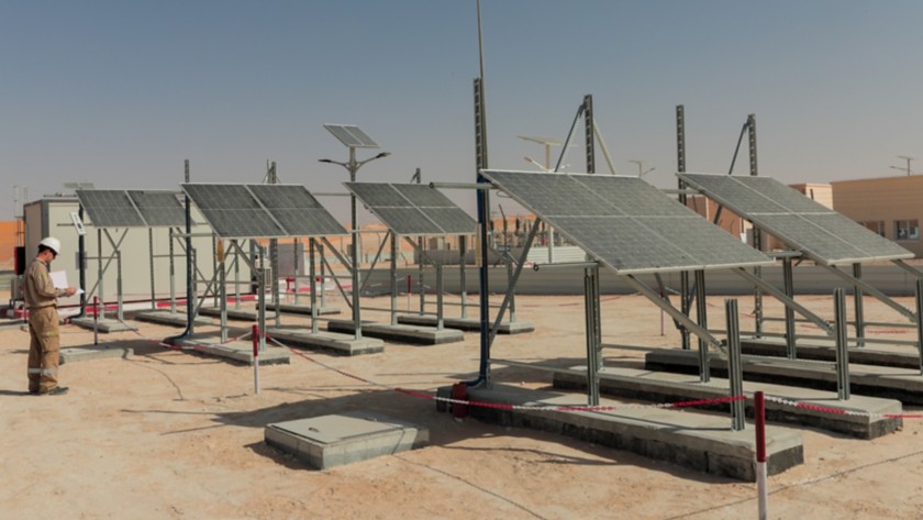 Detail of the solar panels inside the plant