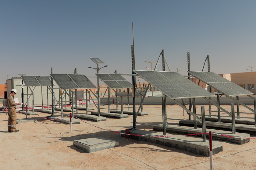 Detail of the solar panels inside the plant