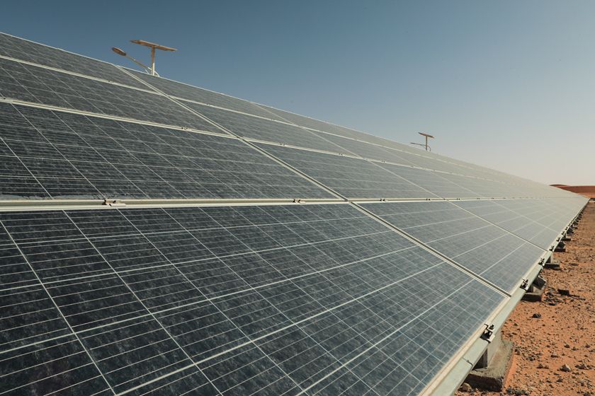 solar panels in the Algerian desert