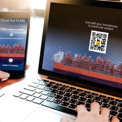 Image of the ship Coral South on a computer screen and smartphone
