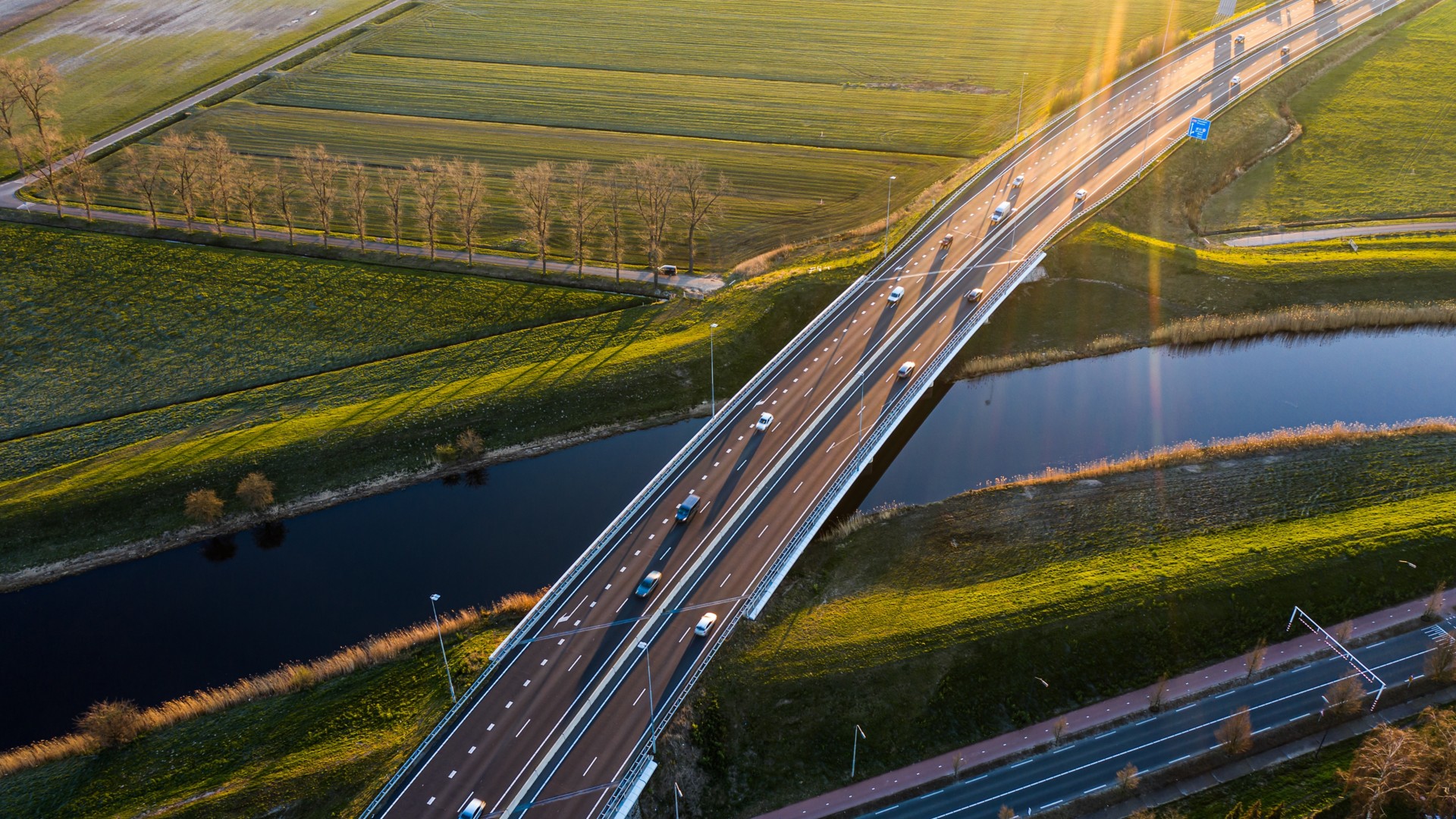 Cars on the road in the natural landscape