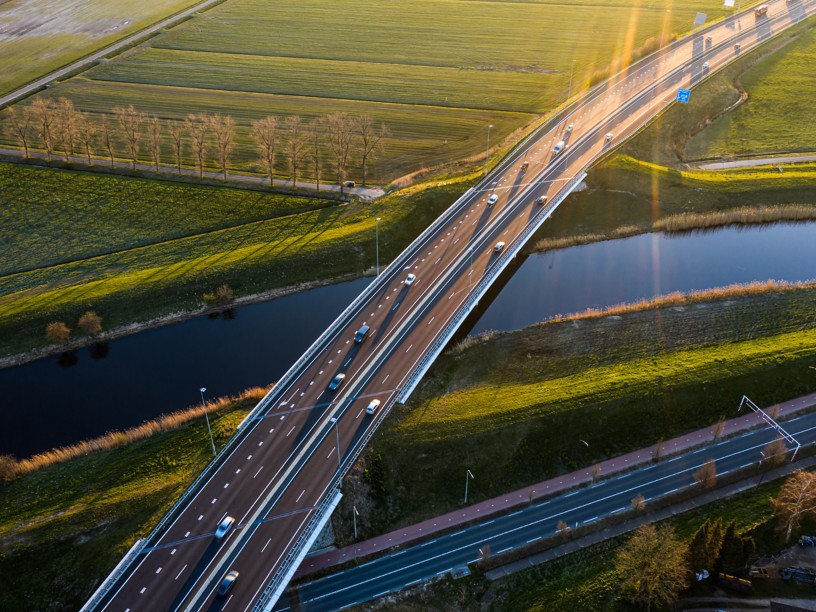 Cars on the road in the natural landscape