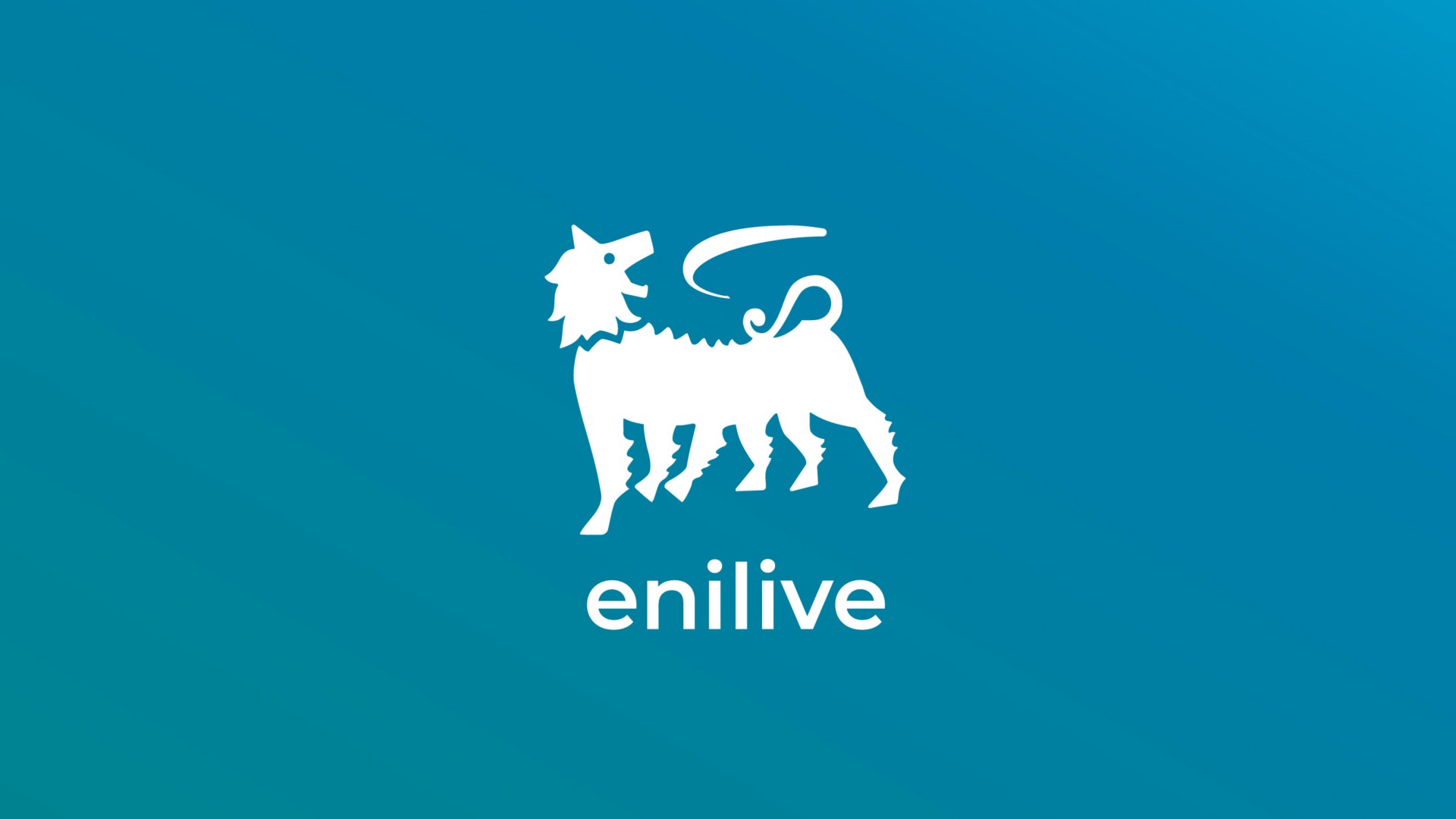 logo Enilive bianco con sfondo azzurro