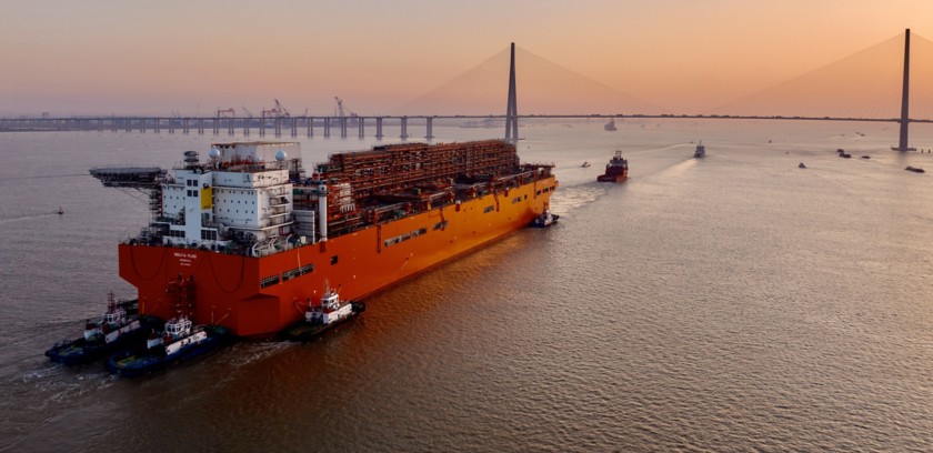 The FLNG Nguya at sea