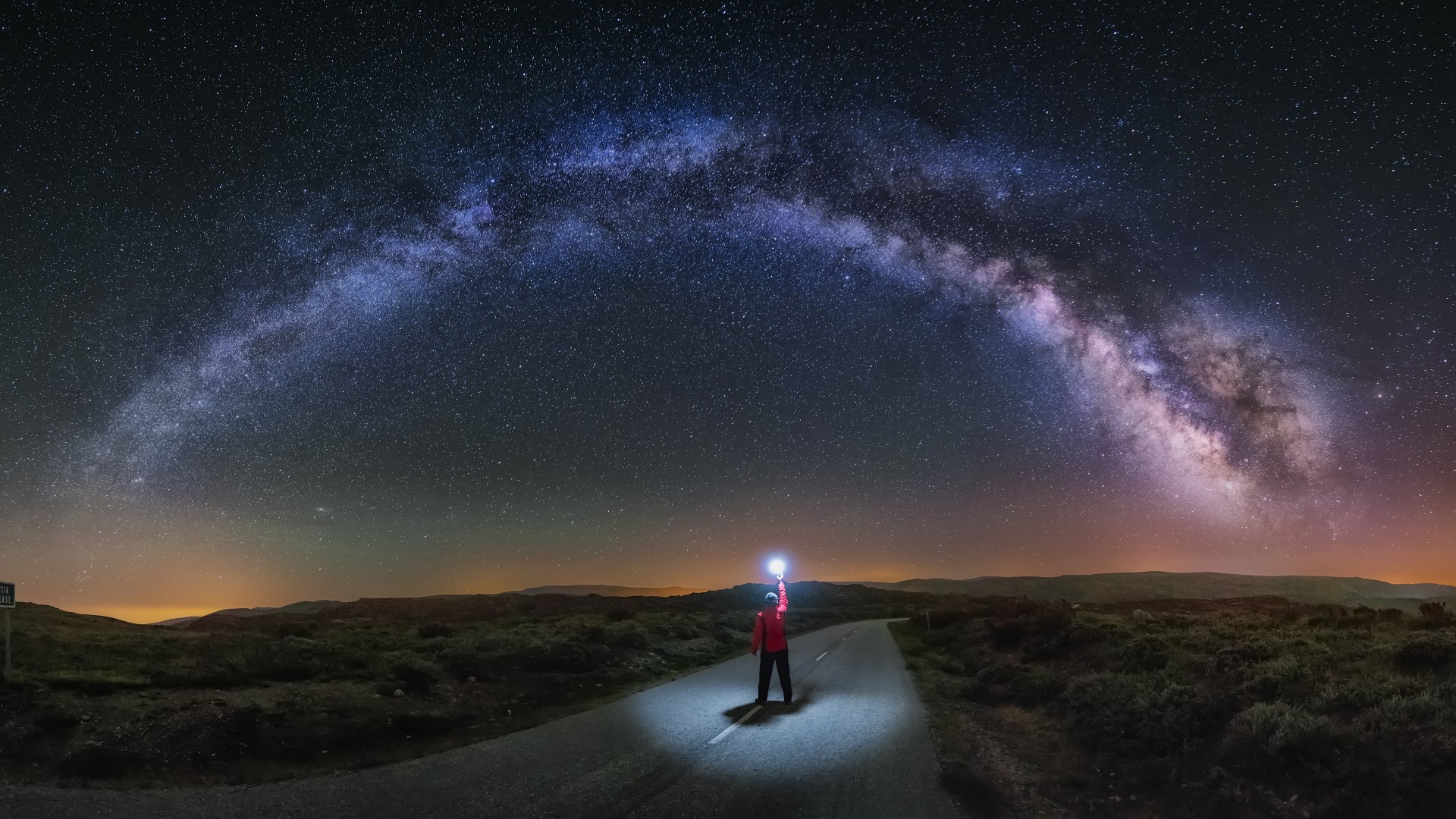 Man under starry sky