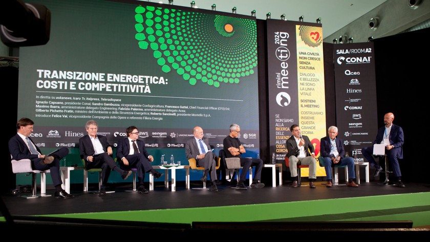 Gli ospiti del nostro incontro sul palco del Meeting di Rimini 2024