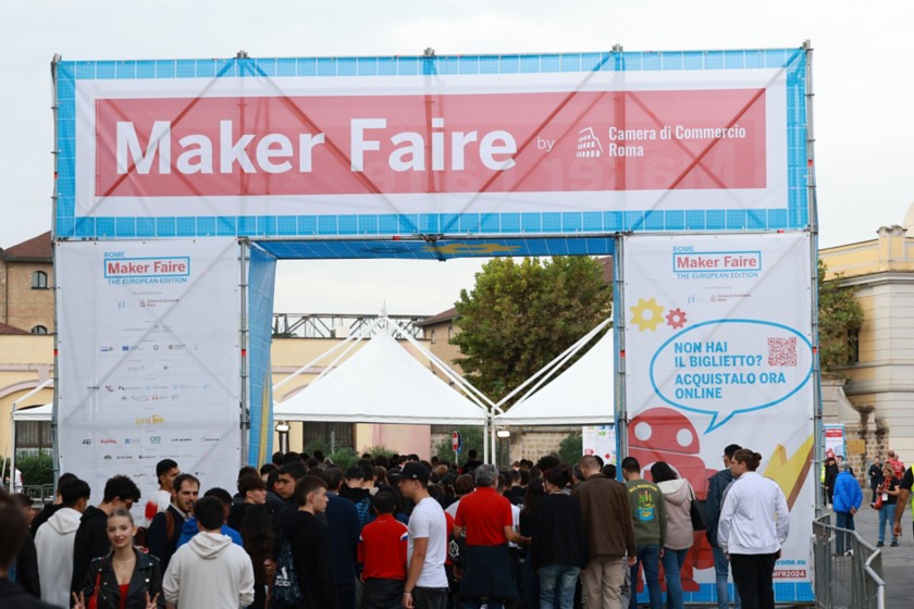 Maker Faire Rome 2024 entrance door with logo