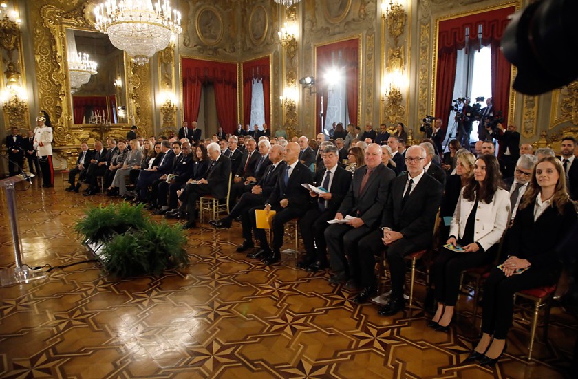 Platea al Palazzo del Quirinale durante la cerimonia di premiazione di Eni Award 2025.